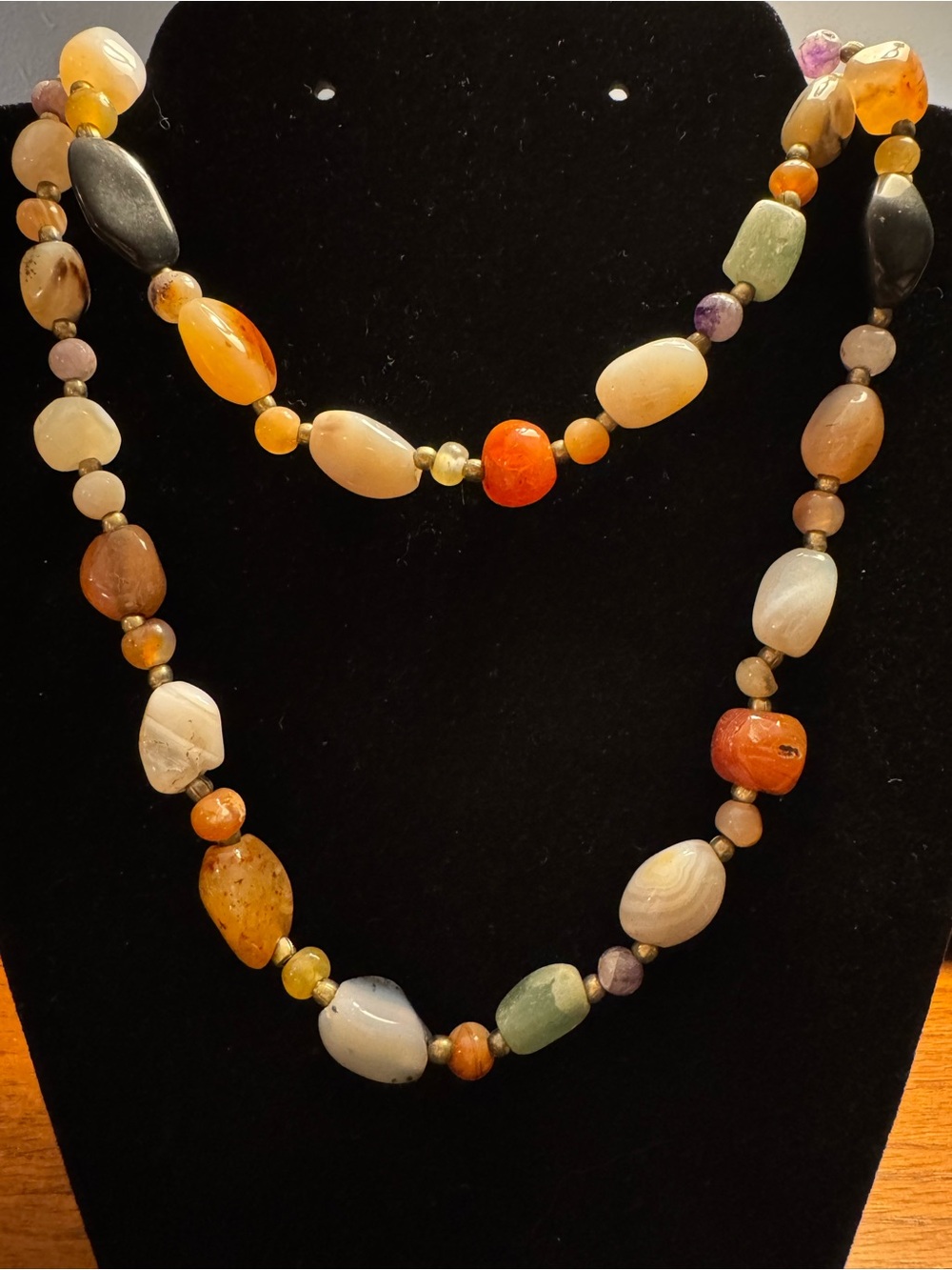 Natural Mixed Gemstone Necklace – Jade, Agate, Carnelian & Amethyst